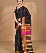 black Cotton Dhakai Jamdani Handloom Saree