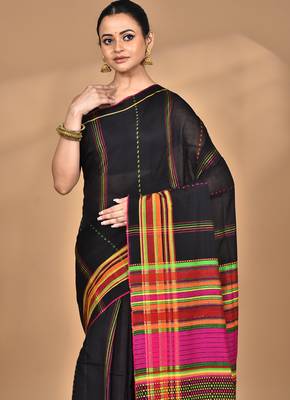 black Cotton Dhakai Jamdani Handloom Saree 2
