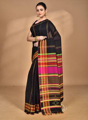black Cotton Dhakai Jamdani Handloom Saree 3