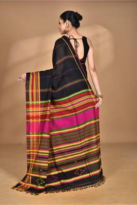 black Cotton Dhakai Jamdani Handloom Saree 4