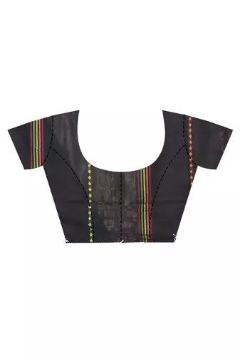 black Cotton Dhakai Jamdani Handloom Saree