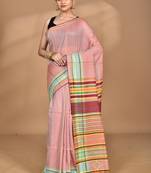 peach Cotton Dhakai Jamdani Handloom Saree