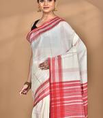 off white Cotton Dhakai Jamdani Handloom Saree