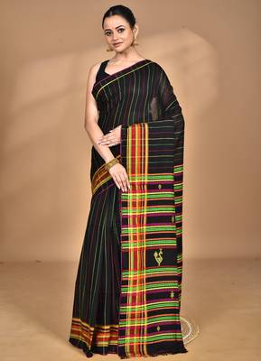 black Cotton Dhakai Jamdani Handloom Saree 1