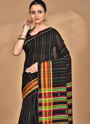 black Cotton Dhakai Jamdani Handloom Saree 2