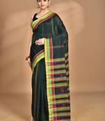 green Cotton Dhakai Jamdani Handloom Saree