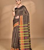 brown Cotton Dhakai Jamdani Handloom Saree