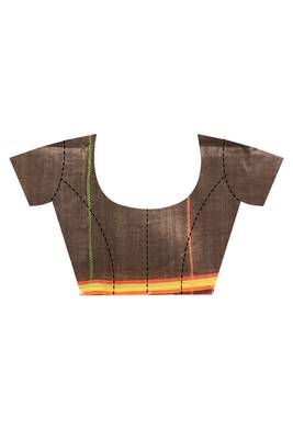 brown Cotton Dhakai Jamdani Handloom Saree 5