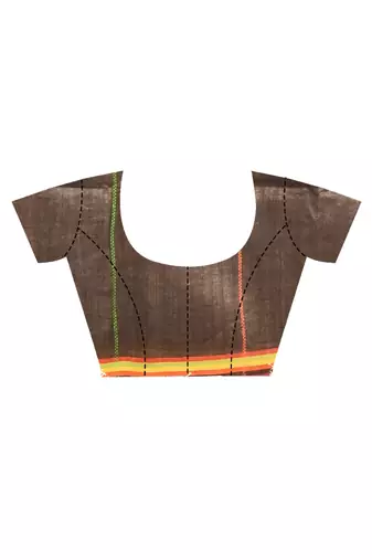brown Cotton Dhakai Jamdani Handloom Saree