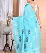 blue Tussar Silk Handloom Saree