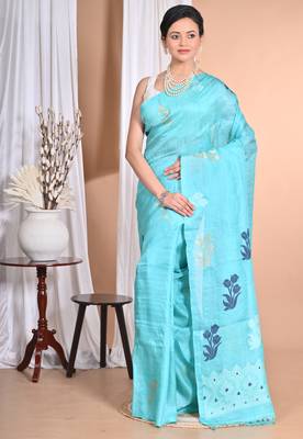 blue Tussar Silk Handloom Saree 2