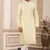 men's yellow computer thread work on art silk straight kurta pajama with with lining