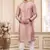 men's pink computer thread work on art silk straight kurta pajama with with lining