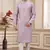 men's light purple computer thread work on art silk straight kurta pajama with with lining