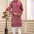 men's maroon  straight kurta pajama with computer thread work on art silk and with lining