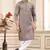 men's brown  straight kurta pajama with computer thread work on art silk and with lining