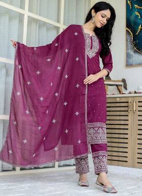 Cotton cambric straight  kurti-pant-dupatta 1