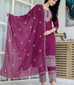 Cotton cambric straight  kurti-pant-dupatta