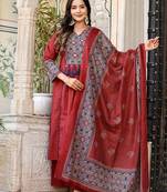 Cotton cambric a-line printed kurti pant dupatta set