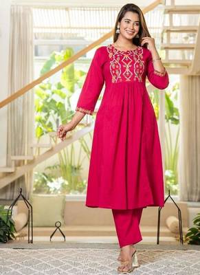 Cotton cambric a-line printed kurti pant dupatta set 3