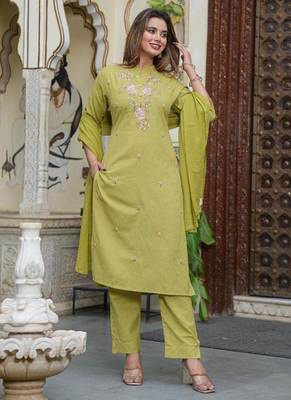Cotton flex straight kurti pant dupatta set 2