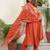 cotton cambric printed anarkali kurti pant dupatta set