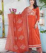 cotton cambric anarkali printed kurti pant dupatta set