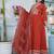 cotton cambric anarkali printed kurti pant dupatta set