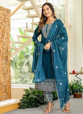 Cotton cambric straight  kurti-pant-dupatta 1