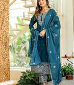 Cotton cambric straight  kurti-pant-dupatta
