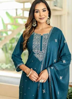 Cotton cambric straight  kurti-pant-dupatta 2