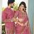 Pink handwork embroidered silk men's kurta with lehenga choli couple set