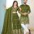 Green handwork embroidered silk men's kurta with lehenga choli couple set