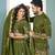 Green handwork embroidered silk men's kurta with lehenga choli couple set