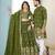Green handwork embroidered silk men's kurta with lehenga choli couple set