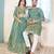 Purple handwork embroidered silk men's kurta with lehenga choli couple set