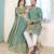 Purple handwork embroidered silk men's kurta with lehenga choli couple set
