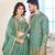 Purple handwork embroidered silk men's kurta with lehenga choli couple set
