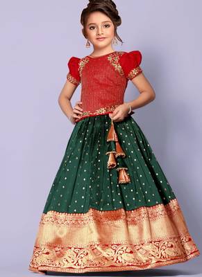 Red Green South Indian pavadai Pattu 1