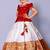 Red And Off White South Indian Pavadai Set Lehenga choli
