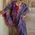 Navy blue silk blend printed saree with unstitched blouse