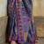 Navy blue silk blend printed saree with unstitched blouse