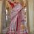 Off- white silk blend printed saree with unstitched blouse