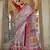 Off- white silk blend printed saree with unstitched blouse