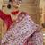 Off- white silk blend printed saree with unstitched blouse