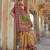 Yellow silk blend printed saree with unstitched blouse