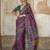 Purple silk blend printed saree with unstitched blouse