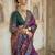 Purple silk blend printed saree with unstitched blouse