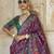 Purple silk blend printed saree with unstitched blouse