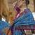 Blue silk blend printed saree with unstitched blouse